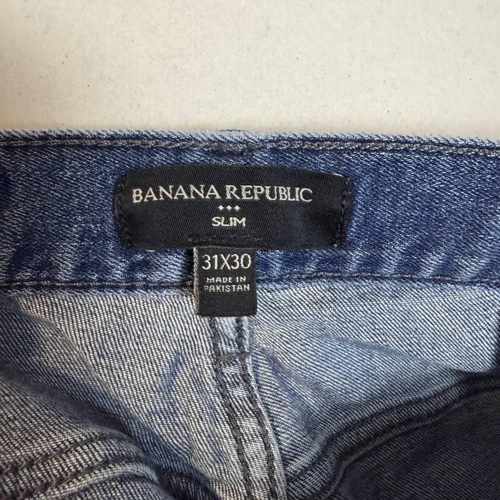 Banana Republic Jeans Mens 31x30 Blue Medium Wash Slim Tapered Stretch Denim